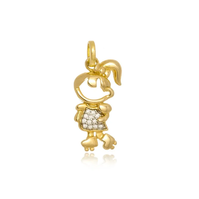Pingente Boca Santa Semijoias Menina Sapeca Ouro Amarelo