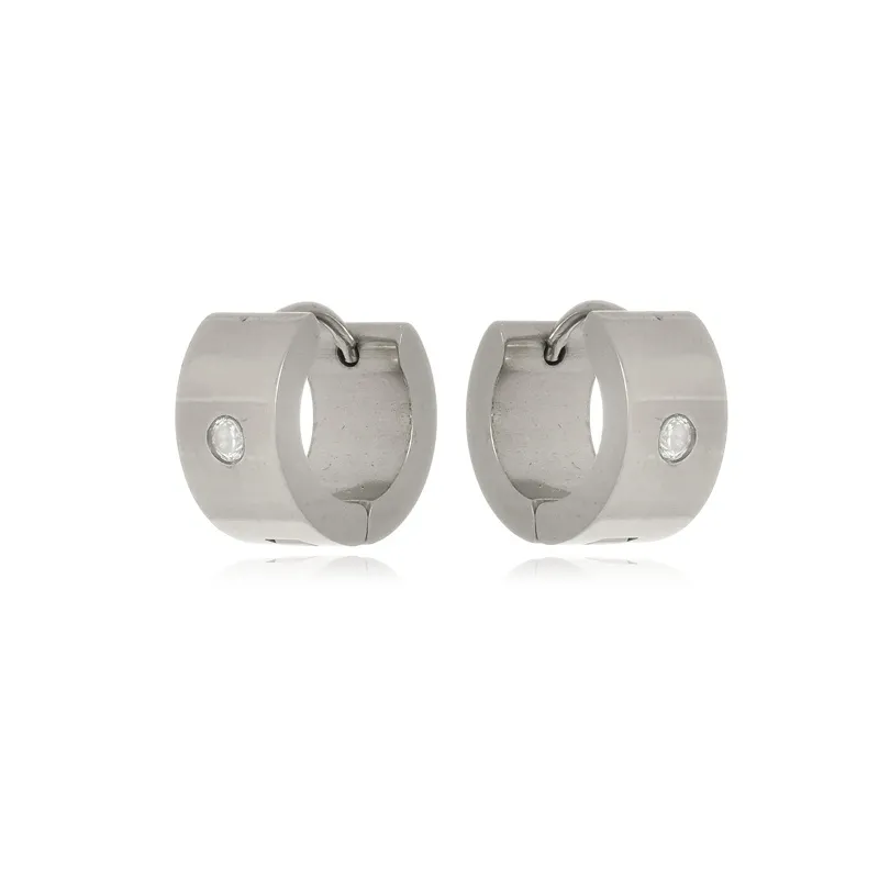Brinco em Aço Inox com Zircônia Cravejada 1,4cm