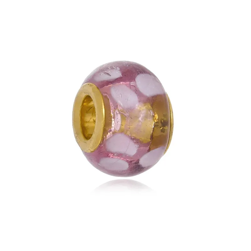 Berloque Boca Santa Semijoias Murano Fundo Rosa com Floral