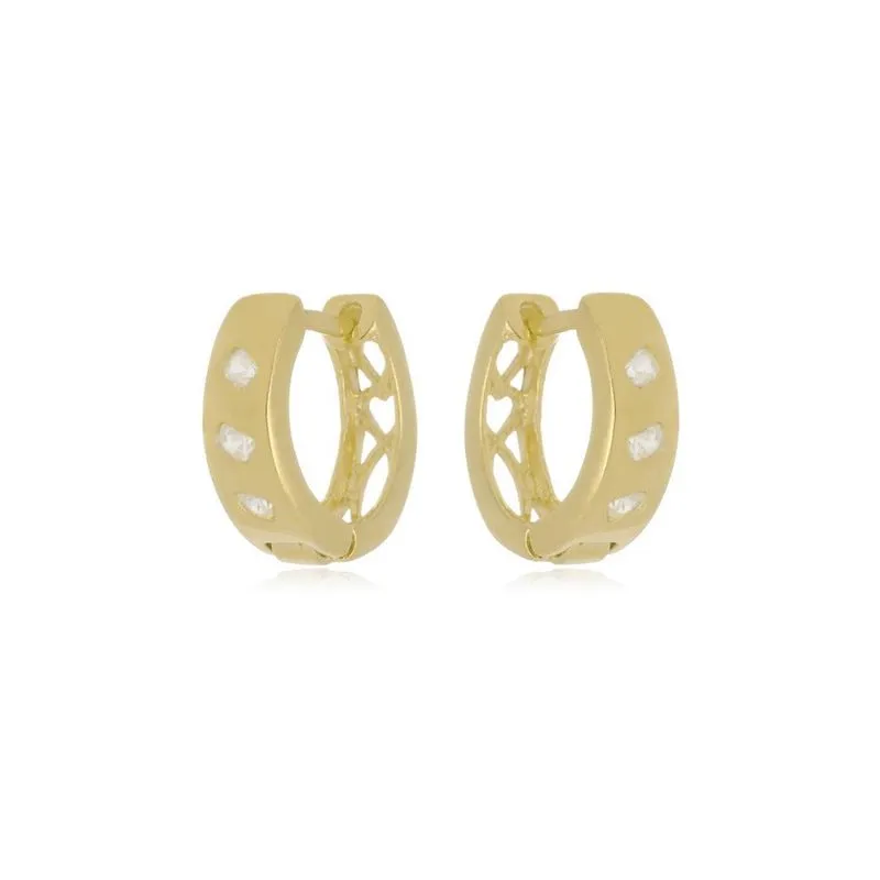 Brinco Argola Ouro 18k Zircônias 1,40cm 3,2g