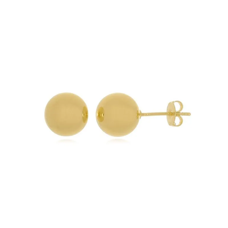 Brinco Bola Média Banho Ouro 18k Amarelo 1,10cm 3,0g