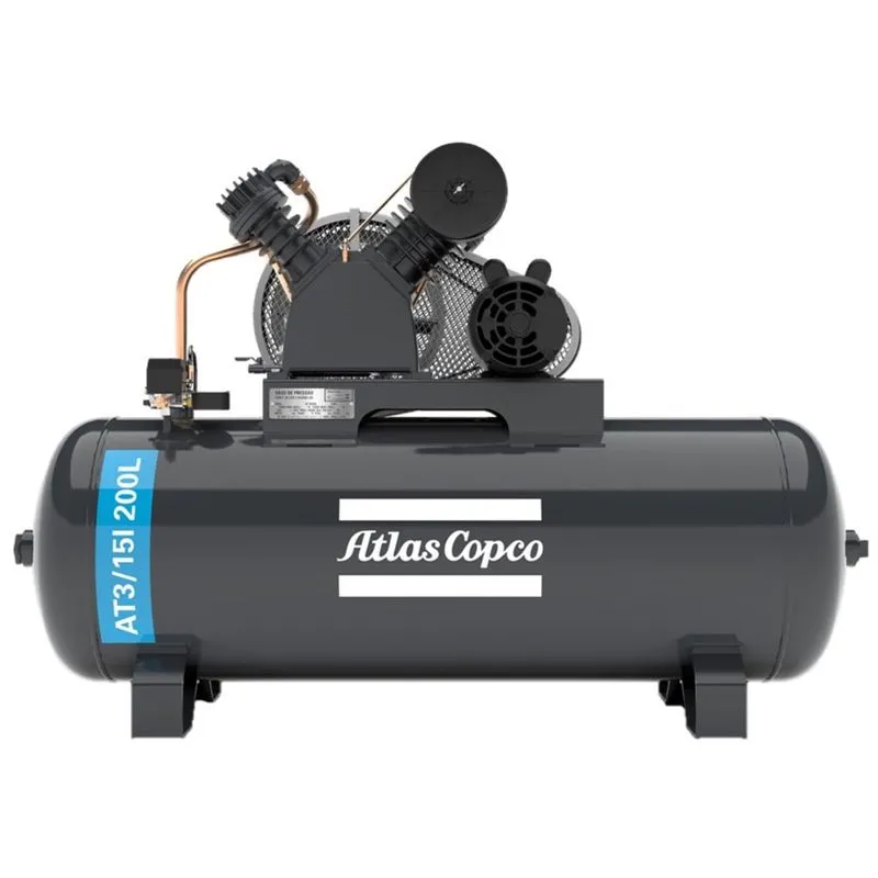 Compressor Atlas Copco At 3 15I 200 Litros 175 Libras 3 cv Trifásico IP21 220/380v