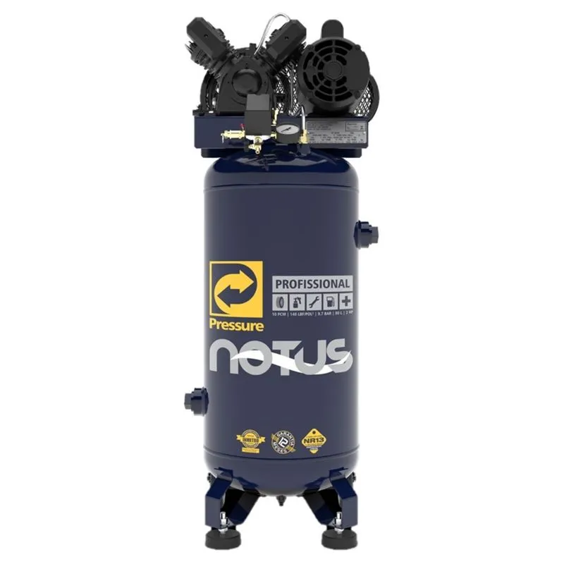 Compressor Pressure Notus 10 80 Litros 140 Libras 2 cv Trifásico Reservatório Vertical