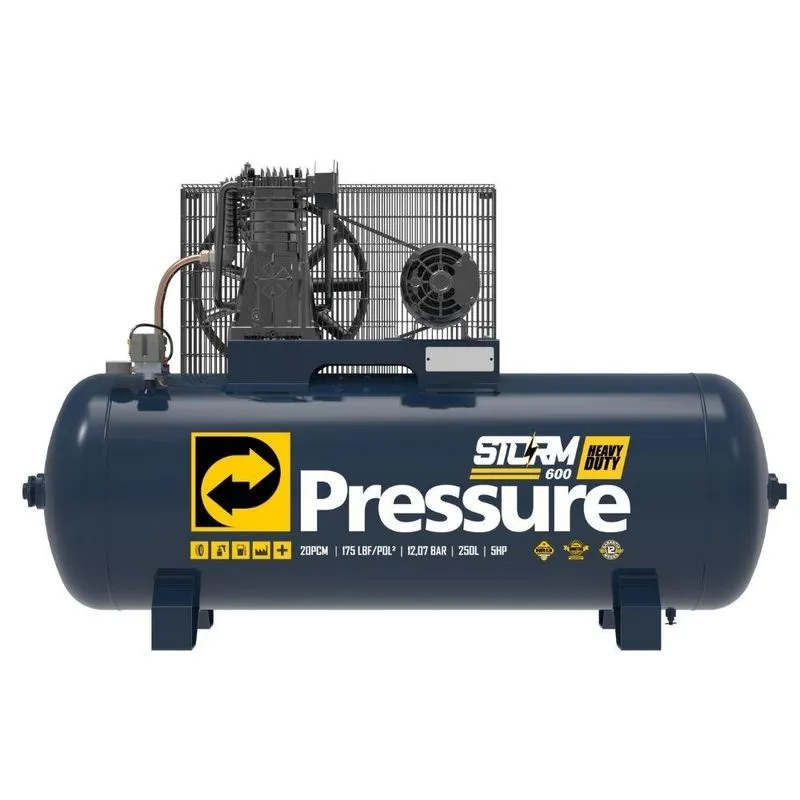 Compressor de Ar Storm 20/250 Heavy Duty 20 Pés 250L Alta Pressão 5HP 220/380V Trifásico - Pressure