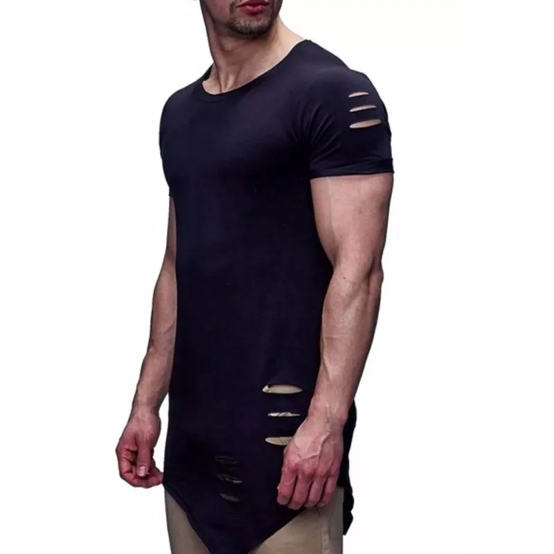 Camisa Rasgada Destroyd Destroida Longline Oversized Bico X