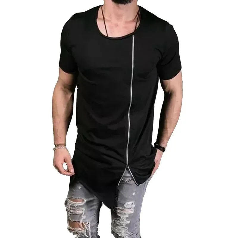 Camiseta Masculina Com Zíper Longline Barra X