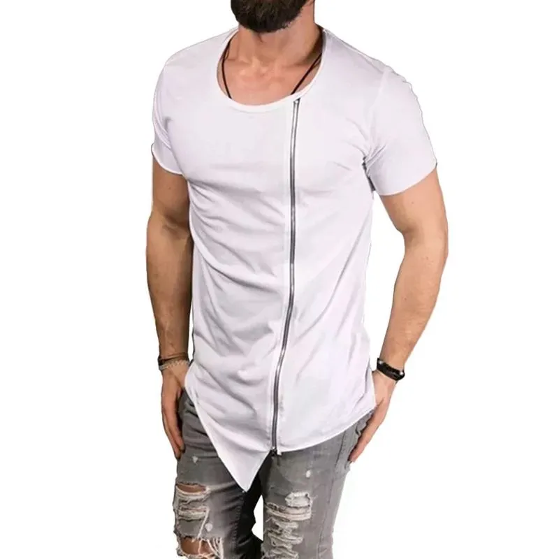 Camiseta Masculina Com Zíper Longline Barra X