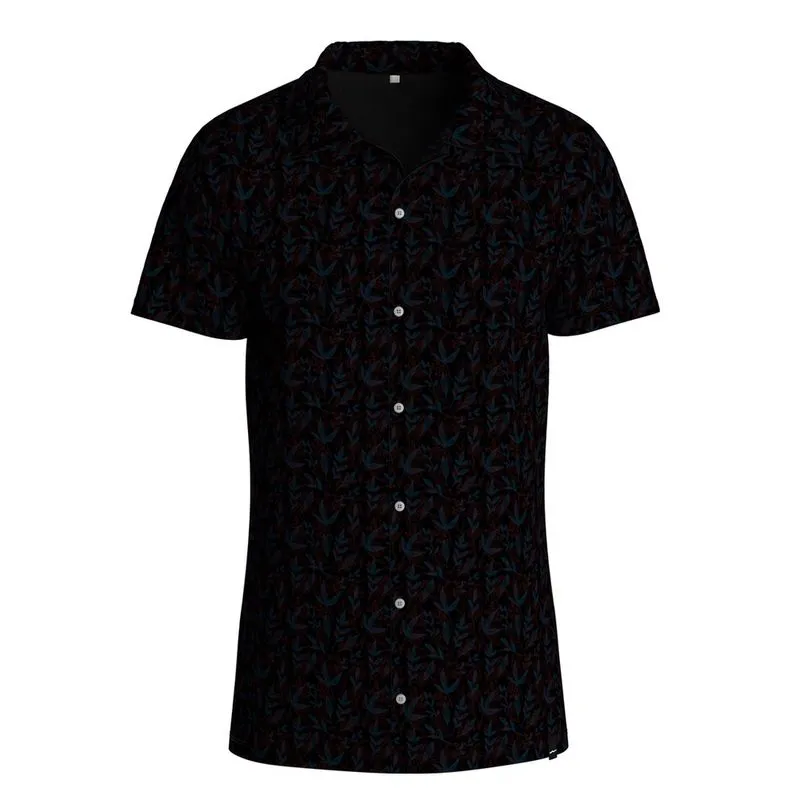 Camisa Estampa Total Floral Tropical De Botão Manga Curta
