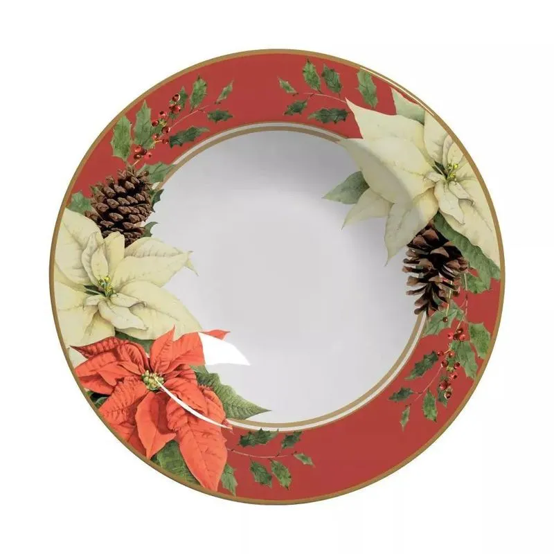 Conjunto 6 Pratos Fundo Mariah Vermelho Natal Alleanza 25cm