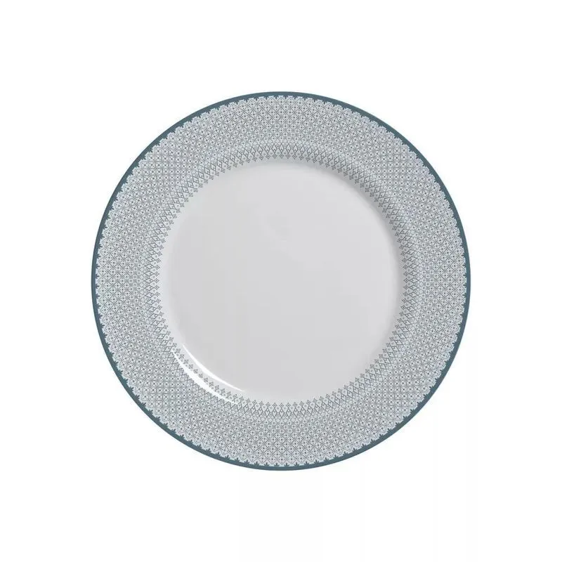 Prato de Sobremesa Cerâmica Branca 21cm - Kit 6 Unidades