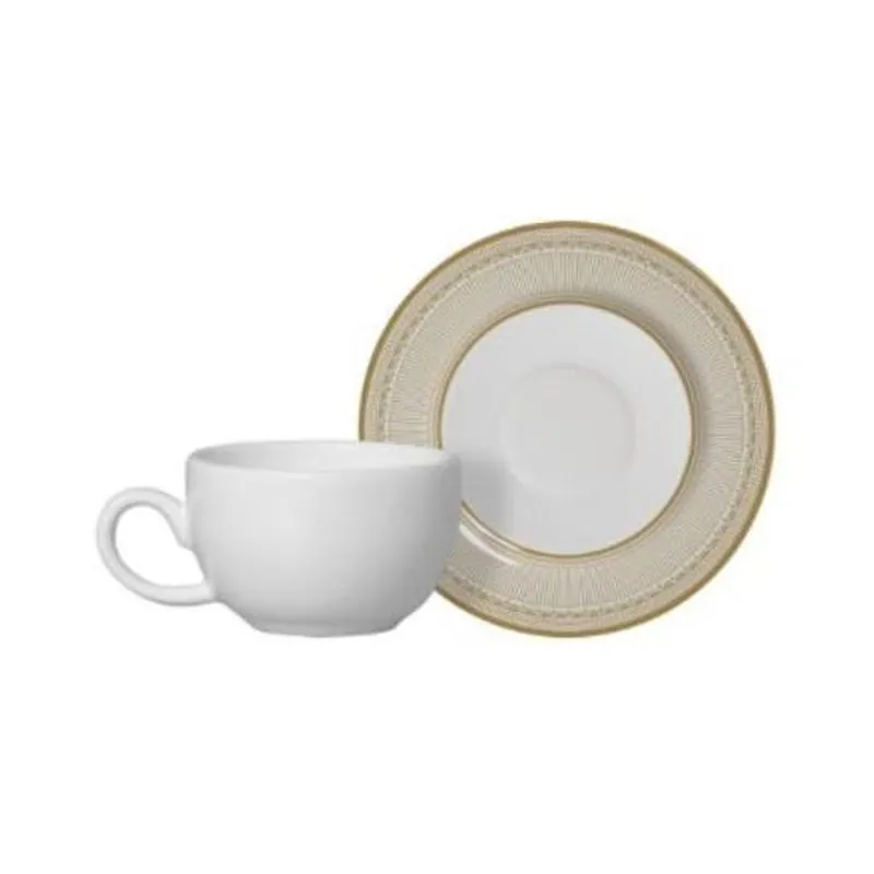 Xícara Café Com Pires Plissado Dourado Alleanza 6 Peças Xicara Café Com Pires Plissan Dourado Alleanza 6 Peças