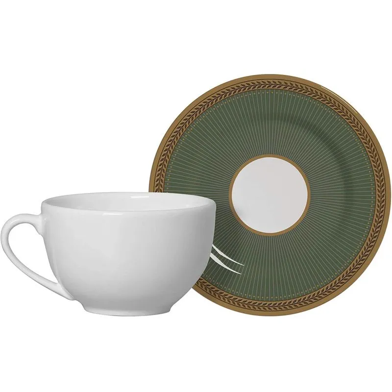 Conjunto 6 Xícaras De Chá Com Pires Celebrate Verde Alleanza