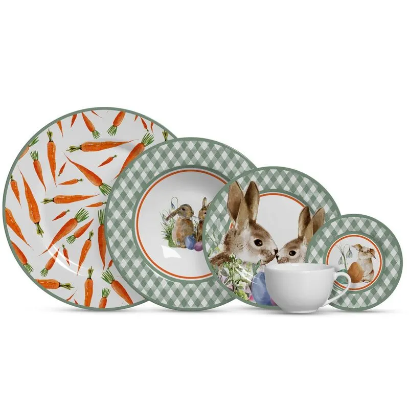 Aparelho jantar 20 pcs pascoa coelho cenouras bunny 1°LINHA