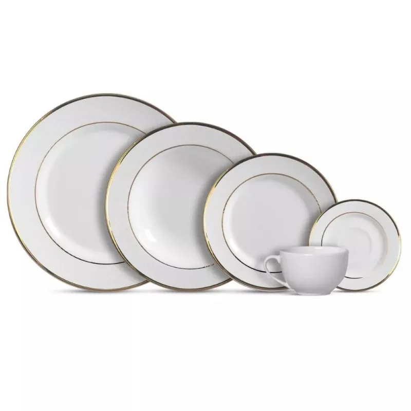 Aparelho de Jantar - Branco Filete Dourado (20 Peças)