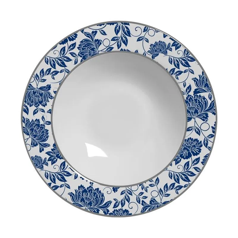 Prato Fundo Cerâmica Branca Alleanza 25cm - Kit 6