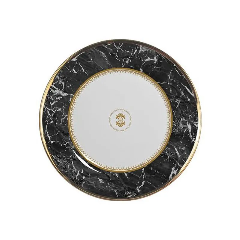 Conjunto 6 Pratos Sobremesa Premium Marbel Preto Alleanza