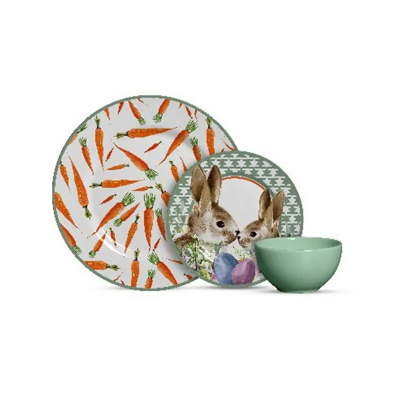 Aparelho de jantar páscoa cenourinhas 12PCS c/ bowl verde