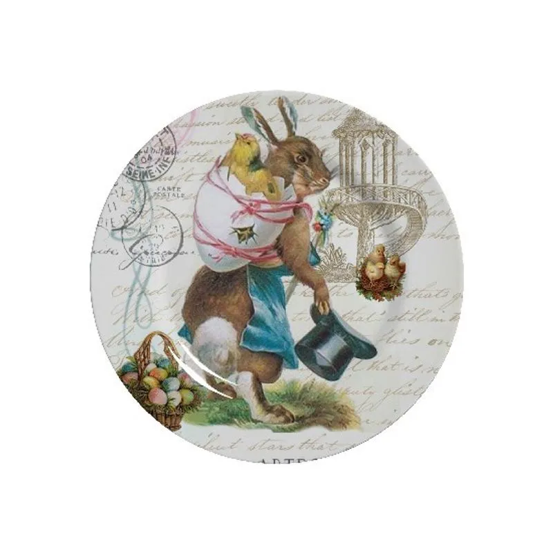 Prato de sobremesa coelho easter vintage - unitário 1ª linha
