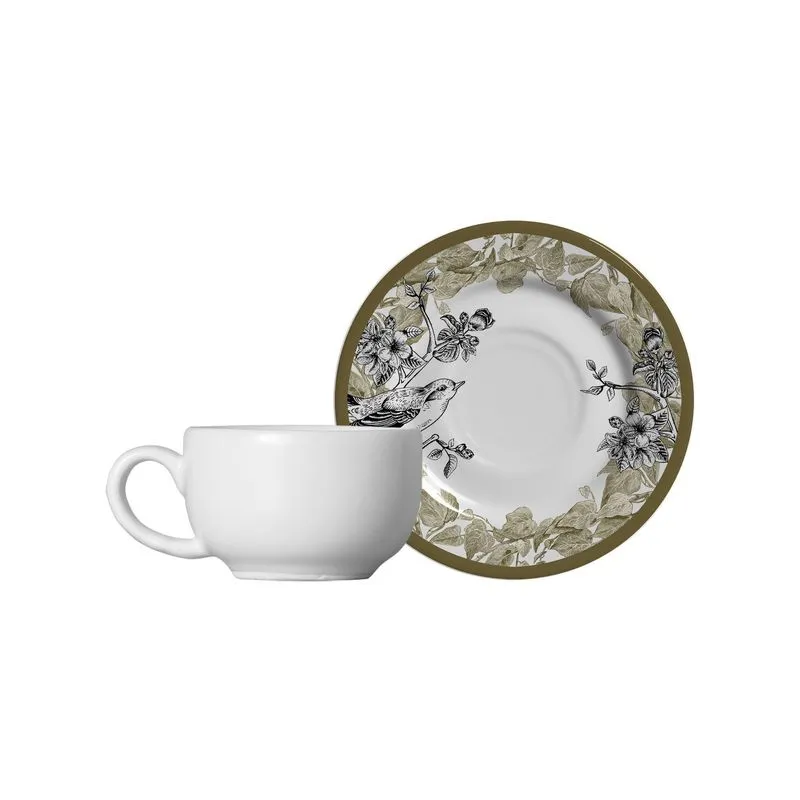 Conjunto Com 6 Xícaras De Café Com Pires Flora 85 Ml