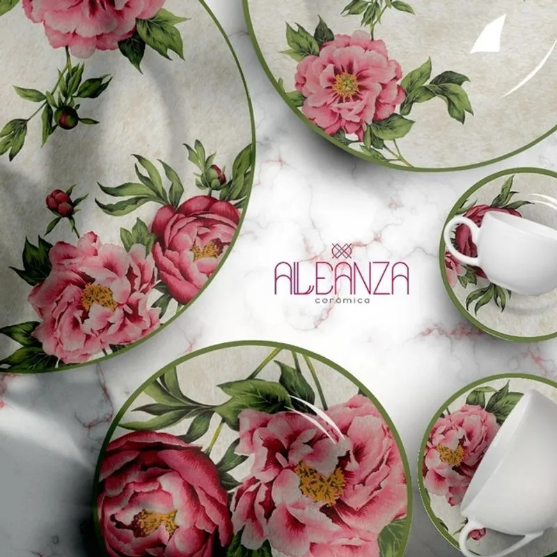 Prato raso flor peonia brilho raso alleanza 1LINHA -unitário