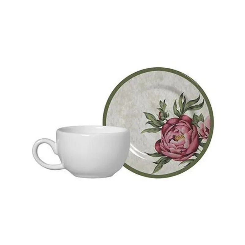 Conjunto Com 6 Xícaras De Café Com Pires Peonia 85 Ml