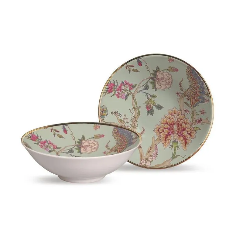 Conj. 6 Bowls Decorados 300ml Cerâmica Branca