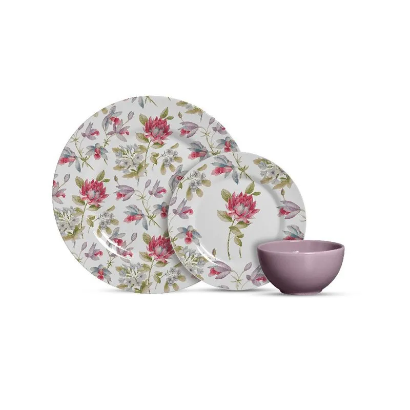 Aparelho de jantar 12PÇS flores alleanza bowls malva 1ªLINHA