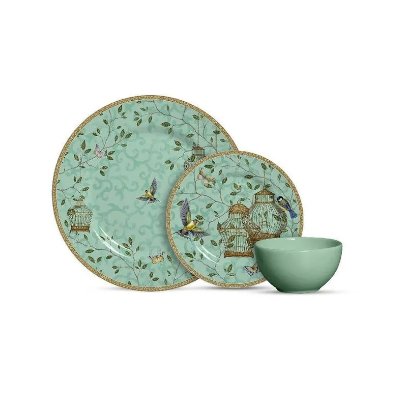 Aparelho De Jantar Com 12 Peças Freedom C/ Bowl Verde Agua