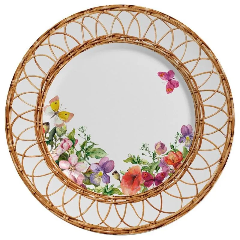 Conjunto Prato Raso 6 Pçs Flores Rattan - Alleanza