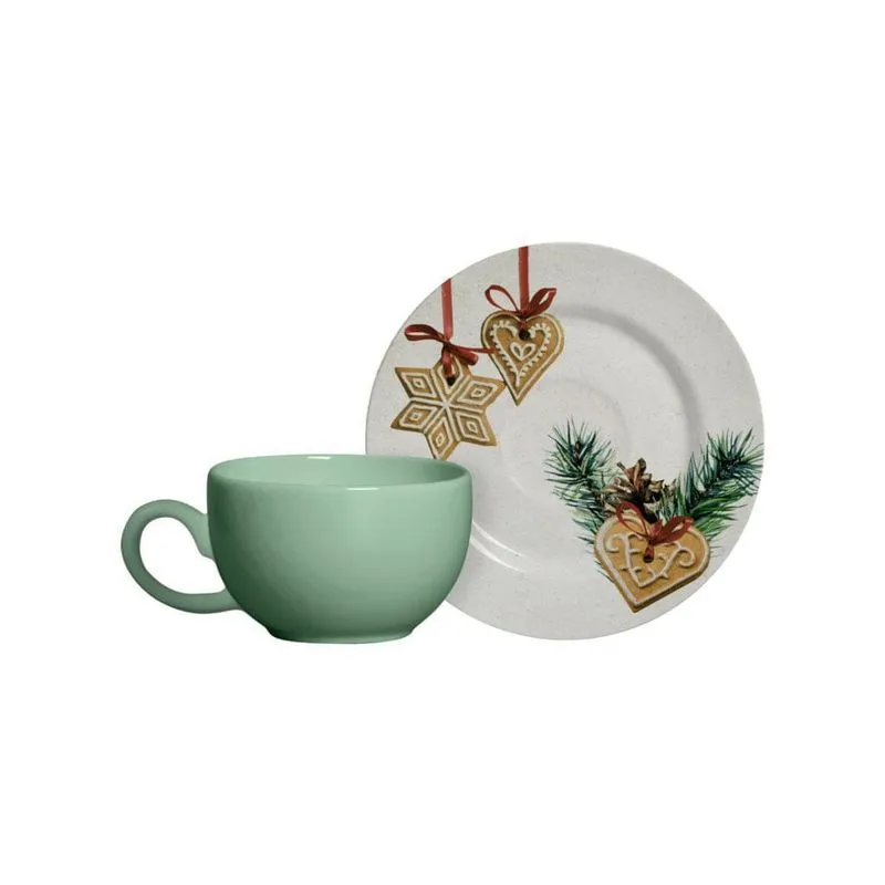 Xícaras Café Natal Gingerbread Alleanza 6 Und 80ml