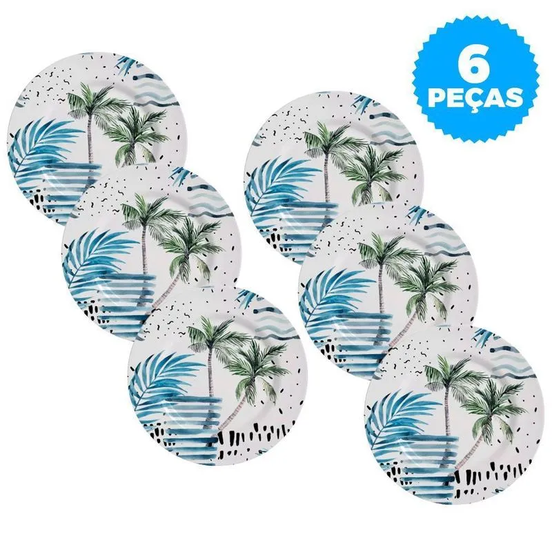 Conj. Alleanza 6 Pratos Sobremesa Palm Island Plus Cerâmica