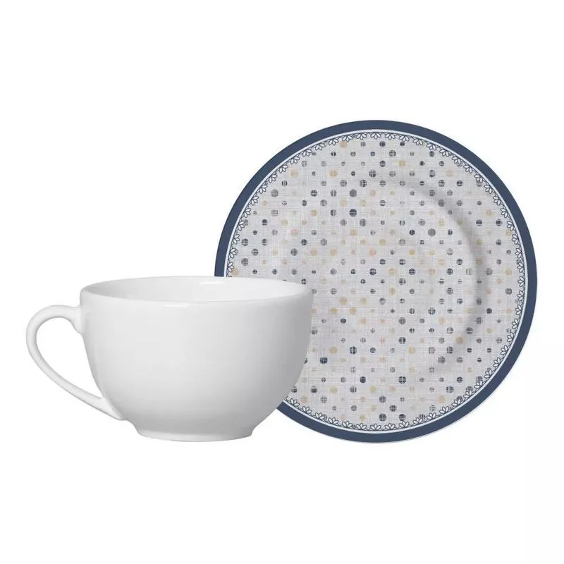 Conjunto Com 6 Xícaras De Chá Com Pires Dakota 250ml