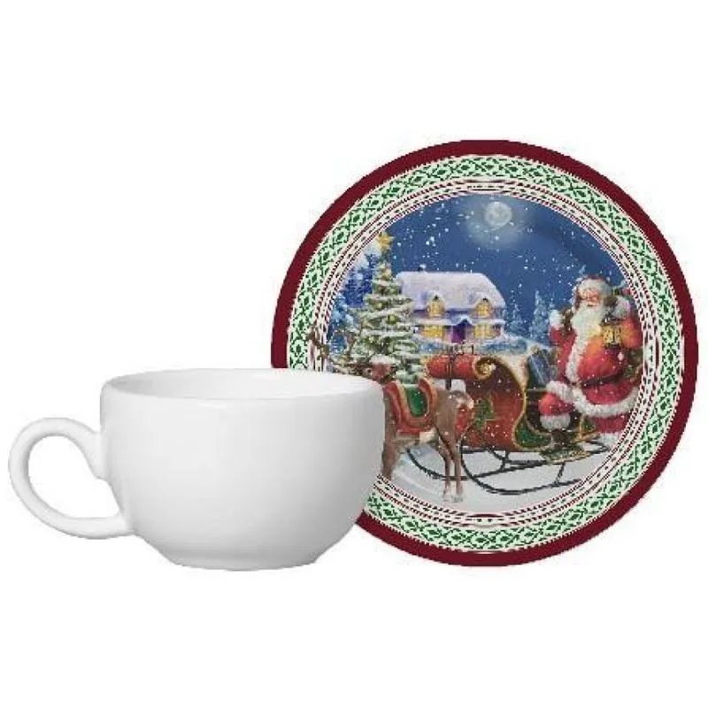 Jogo De Xicaras Natal Cafe C/6 Und Natalina Alleanza 1 L