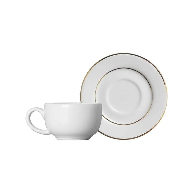 Conj. 6 Xícaras Café C/ Pires Branco Pérola 85ml