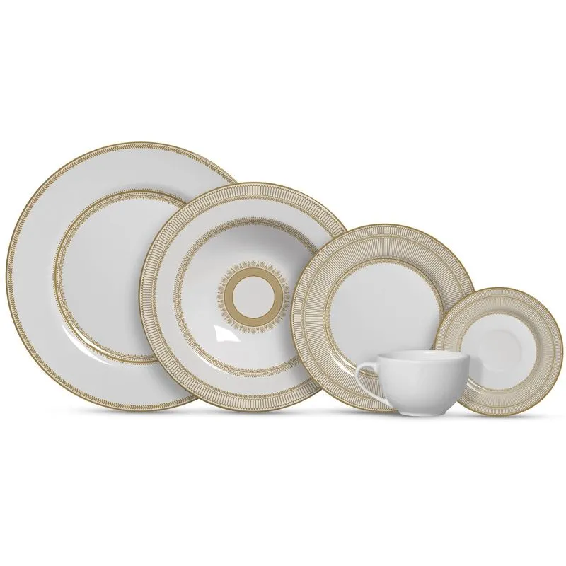 Aparelho De Jantar 30 Pçs Plissan Dourado Alleanza