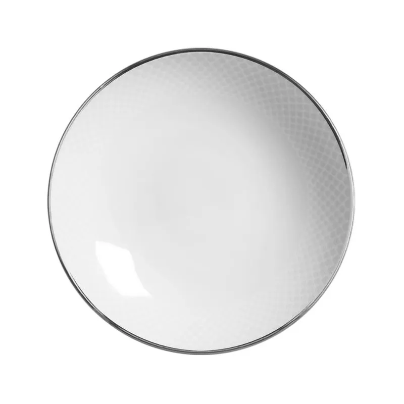 Conjunto Com 6 Pratos Fundo Relevo Prata 25Cm