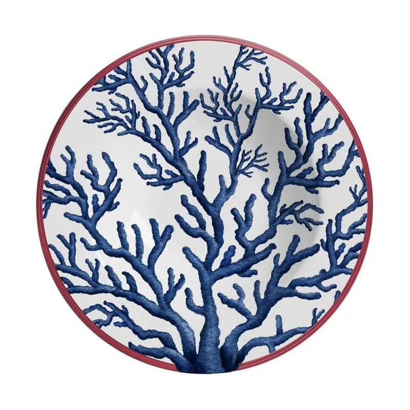 Conjunto 6 Pratos Fundo Coral Gables 25cm Cerâmica Branca