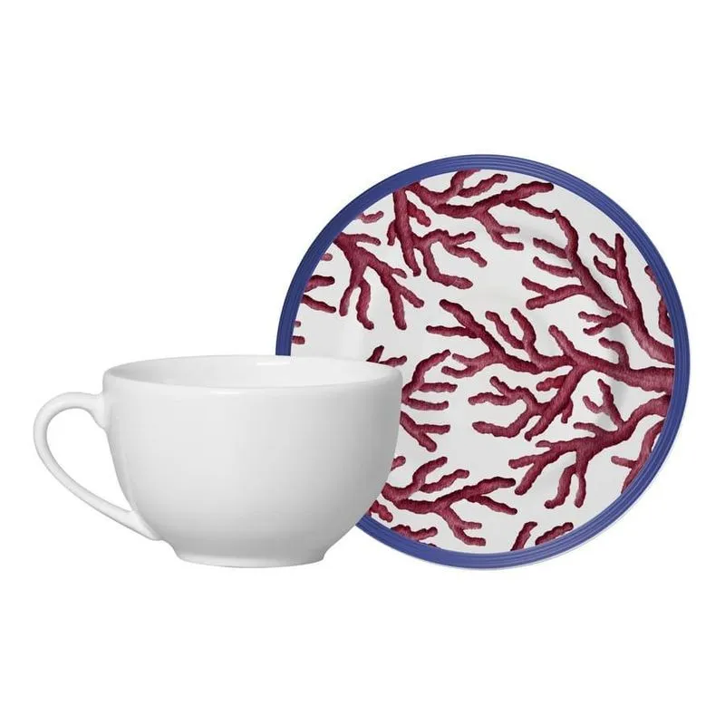 Conjunto Com 6 Xícaras De Chá Com Pires Coral Gables B 250ml