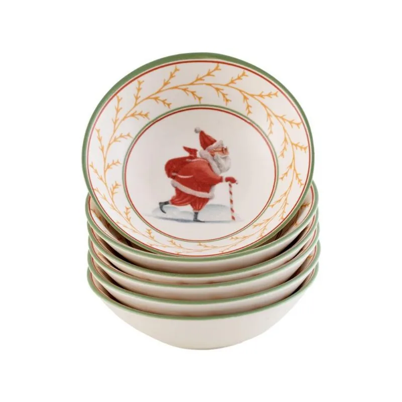 Conjunto de Bowls de Cerâmica Alleanza Natal Ho Ho Ho 300ml 6 Peças - Alleanza