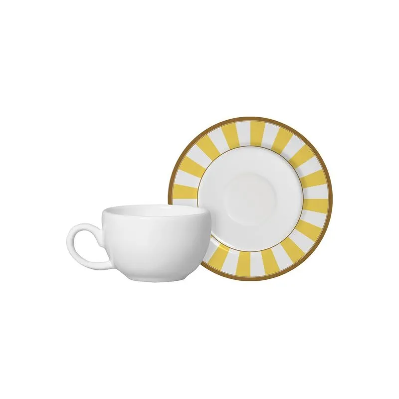 Conjunto Com 6 Xícaras De Café Com Pires Stipe Amarelo 85ml