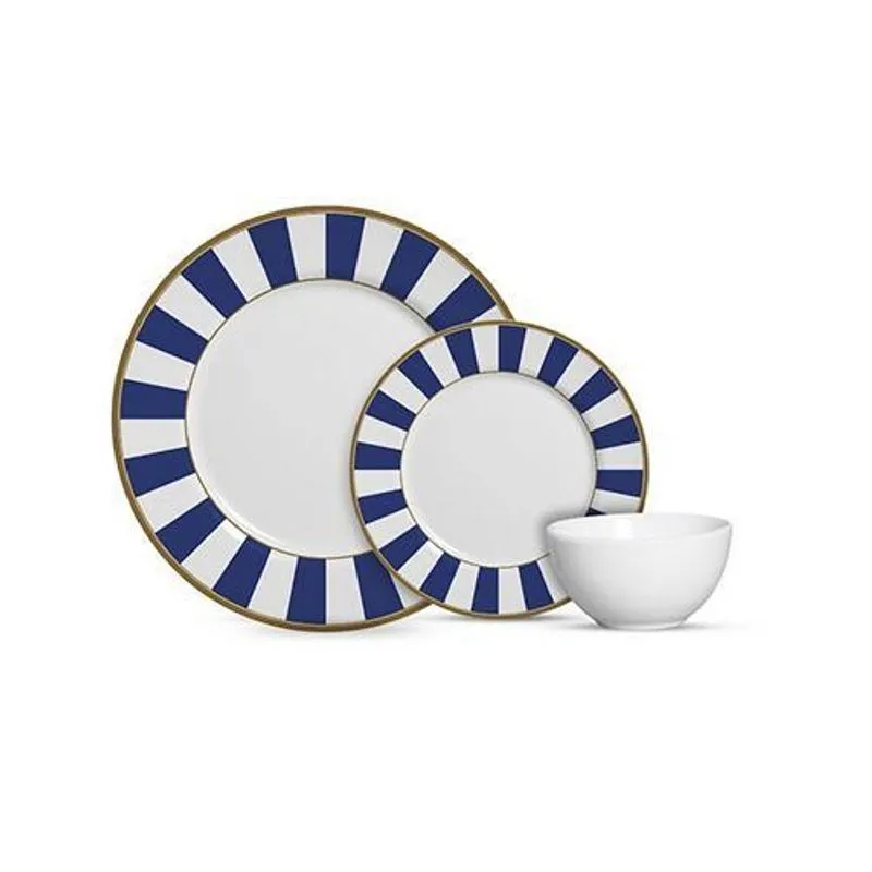 Aparelho De Jantar 12 Pçs Stripe Azul Alleanza
