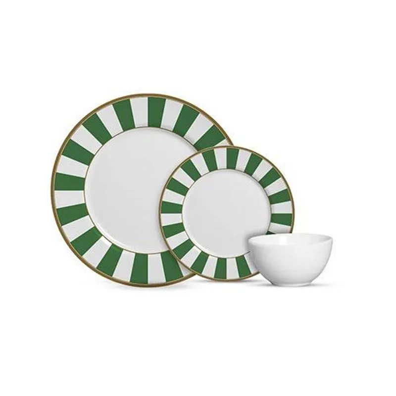 Aparelho De Jantar 12 Pçs Stripe Verde Alleanza