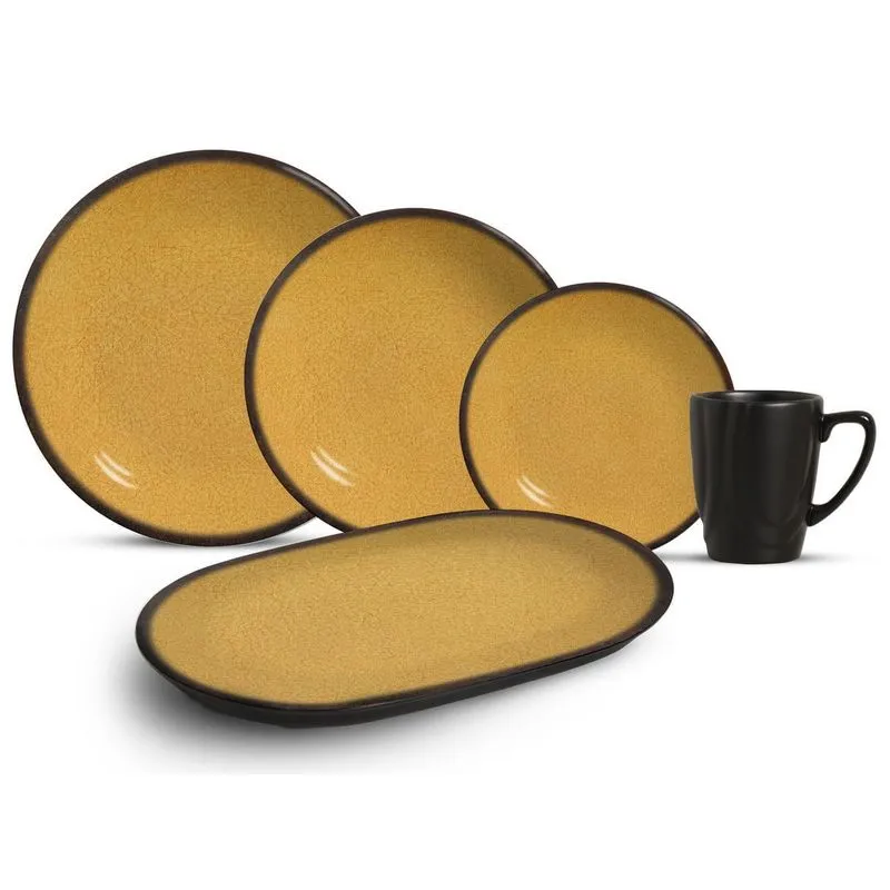 Conjunto Cerâmica Branca Alleanza - 4 Pratos, 4 Canecas