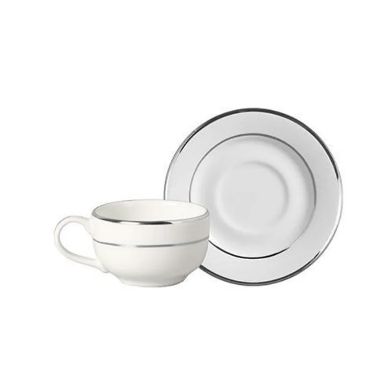Conjunto Com 6 Xícaras De Café Com Pires Relevo Prata 85ml