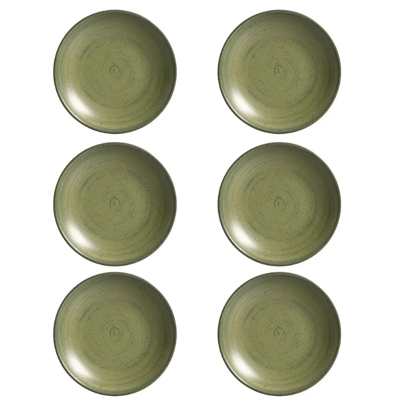 Prato Fundo Coup Kya Olive De Cerâmica 25cm 6 Unidades - Alleanza 7578-202