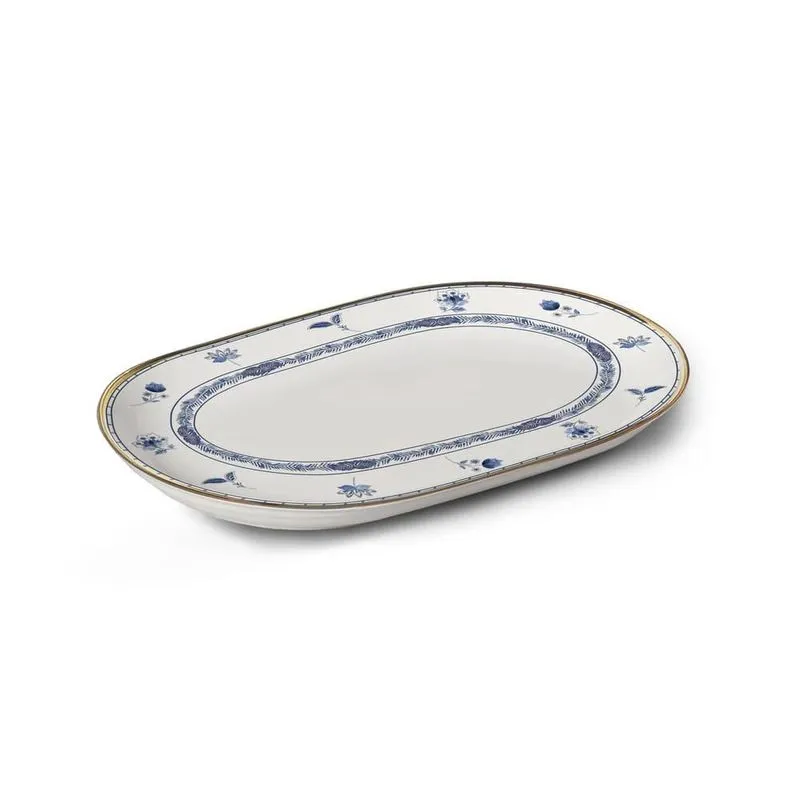 Travessa Xangai Azul 34 Cm Em Cerâmica Alleanza