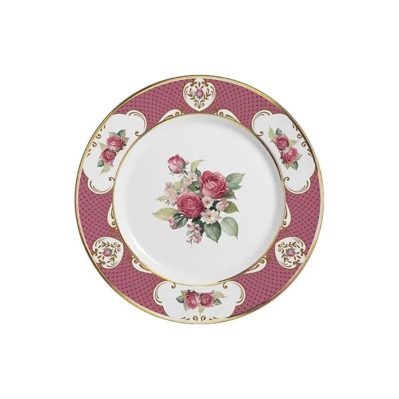 Conjunto Com 6 Pratos De Sobremesa Singapura Rosa 21Cm
