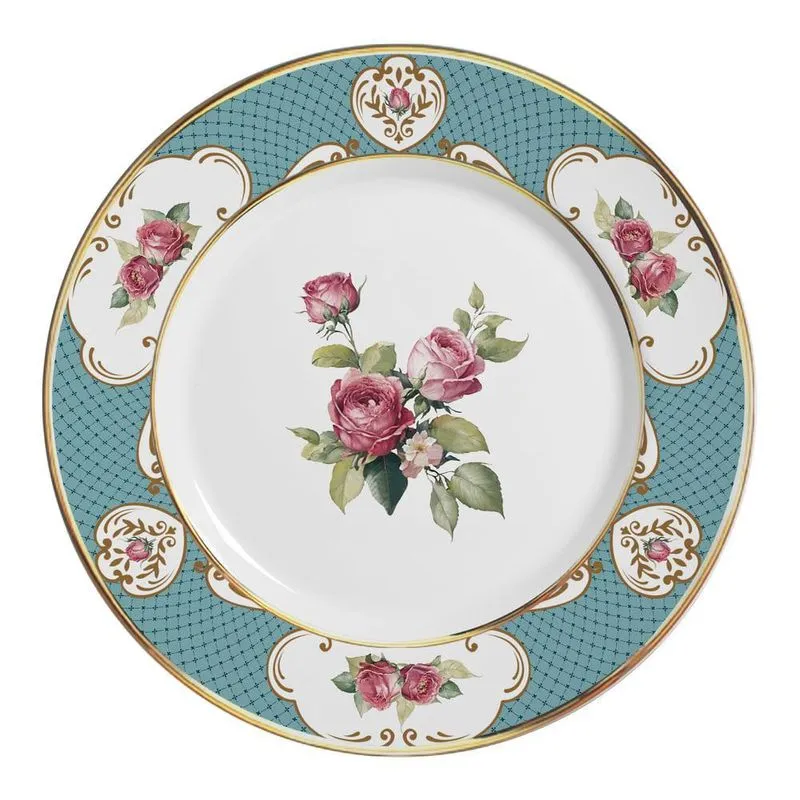 Conjunto Com 6 Pratos Raso Singapura Turquesa 29Cm