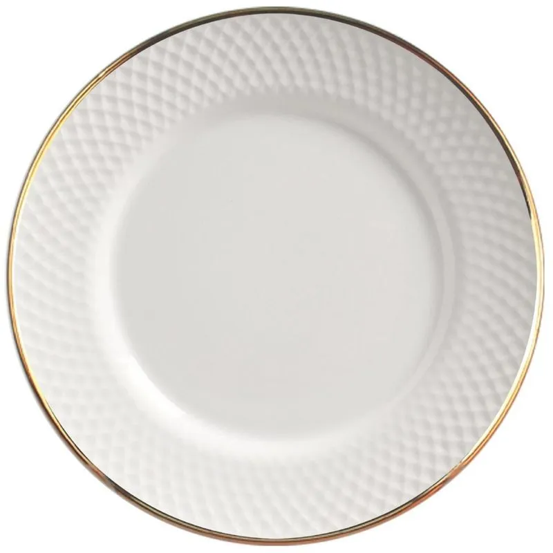 Sousplat Relevo Gold Filete Ouro 34 Cm Cerâmica Alleanza