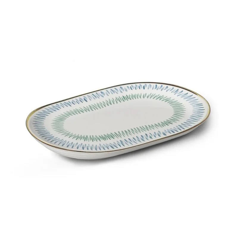 Travessa Miami Filete Ouro 34cm Em Cerâmica Alleanza